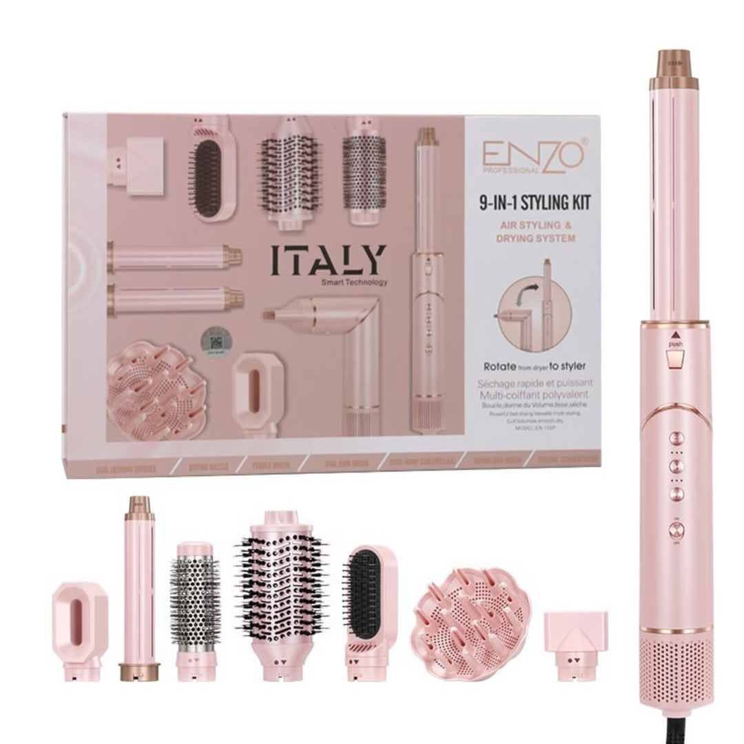 5in1多機能ヘアスタイラー 5億マイナスイオン 160,000RPM 新品 ENZO EN-755P 8-in-1 Multi-Styler | Authentic UAE | Afaq – Afaq Al