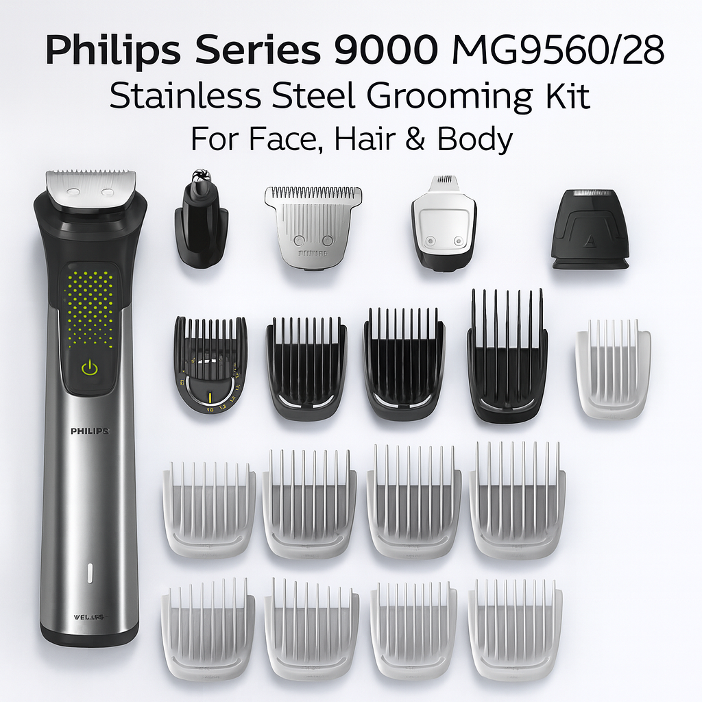 Philips Series 9000 MG9560/28 All-In-One Trimmer – 22-Piece Grooming Kit for Face, Hair and Body