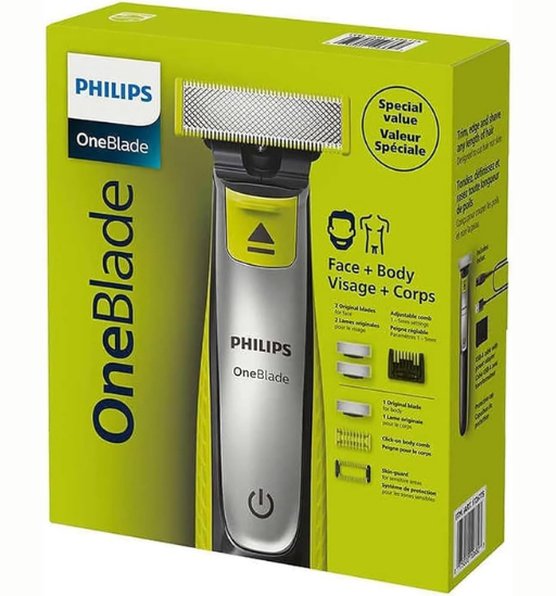 Philips OneBlade QP2834 Hybrid Electric Trimmer and Shaver for Face & Body – Rechargeable, Wet & Dry Use