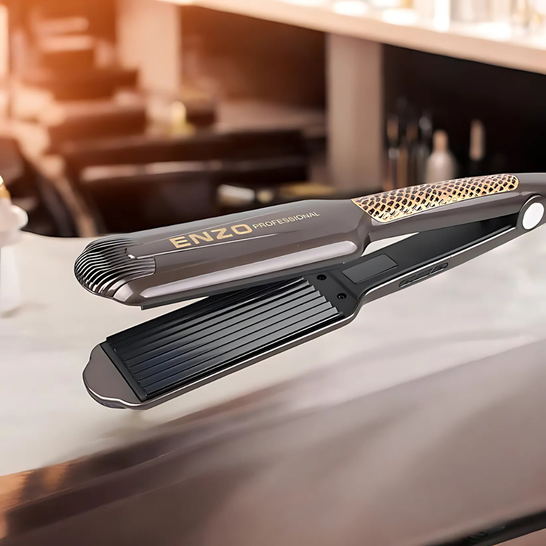 ENZO EN-3891 Ceramic Ripple Flat Iron – Large Corn Splint Wave Curler