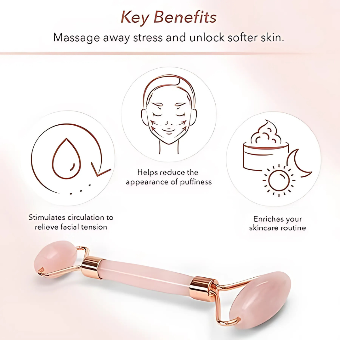 A facial roller with a sleek