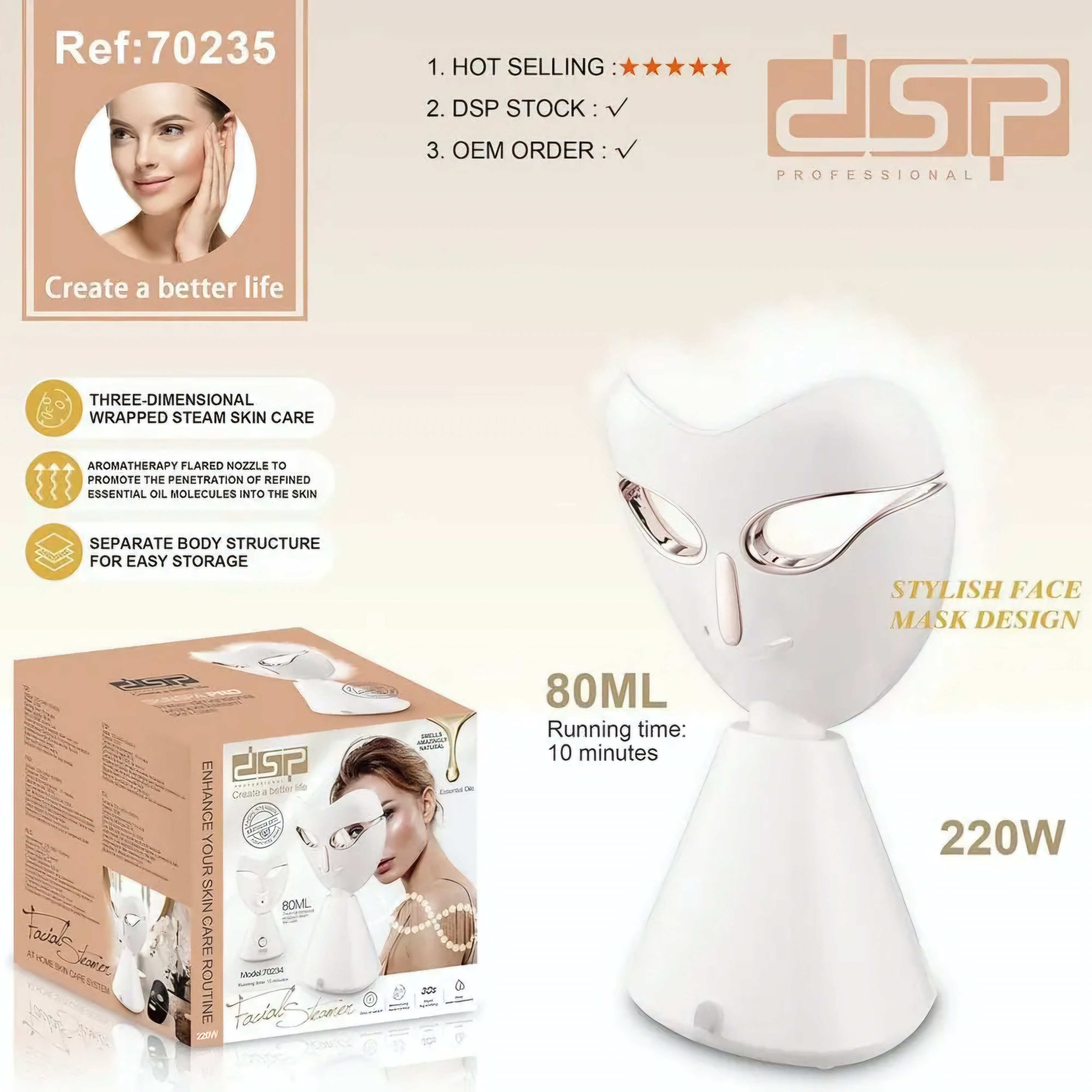 DSP 70235 Facial Steamer – Nano Steam Device for Hydration and Pore Care