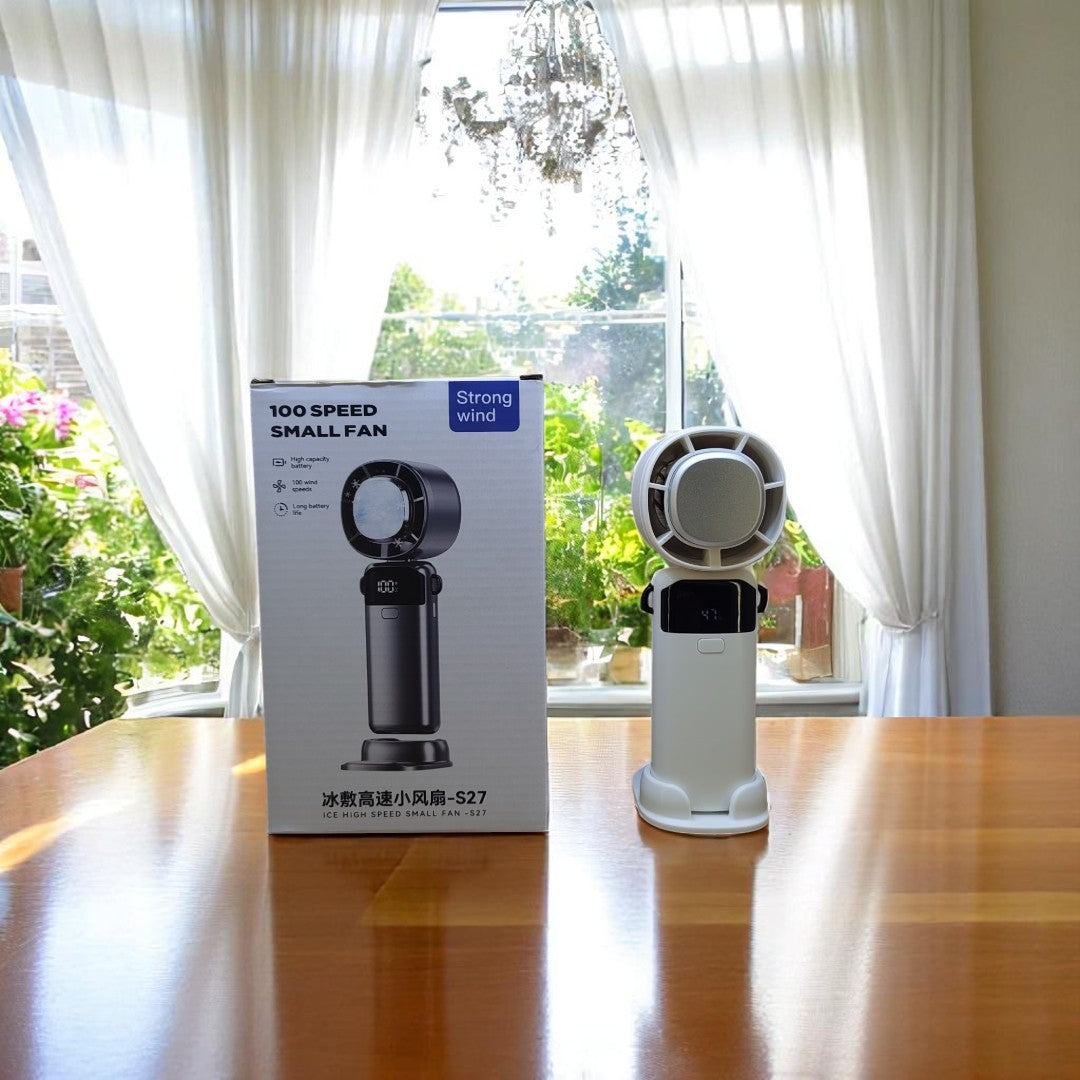 S27 Portable Cooling Fan Front View with LED Display