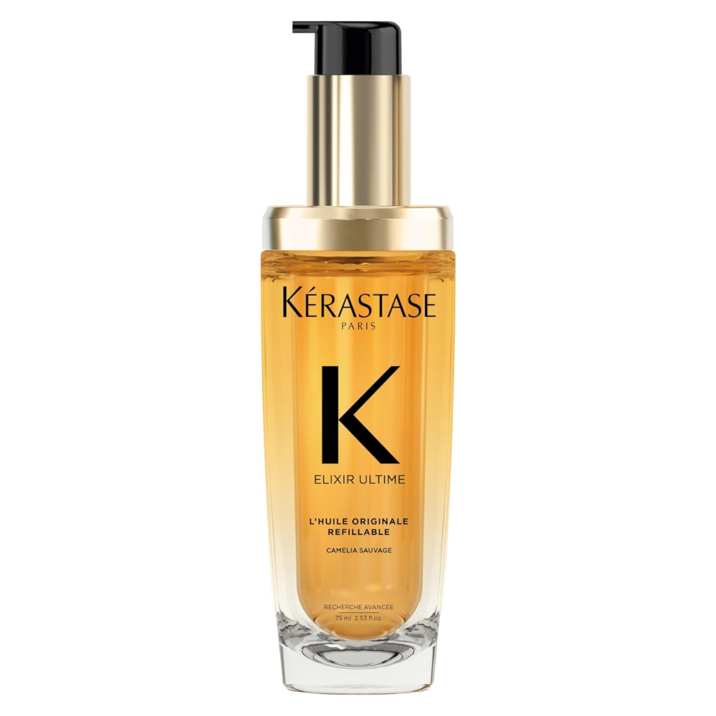 Kérastase Elixir Ultime, L'Huile Originale Refillable Hair Oil | Versatile Leave-In Oil to Smooth Frizz & Add Shine |Camellia, Marula and Argan Oils | For All Hair Types | 75ml