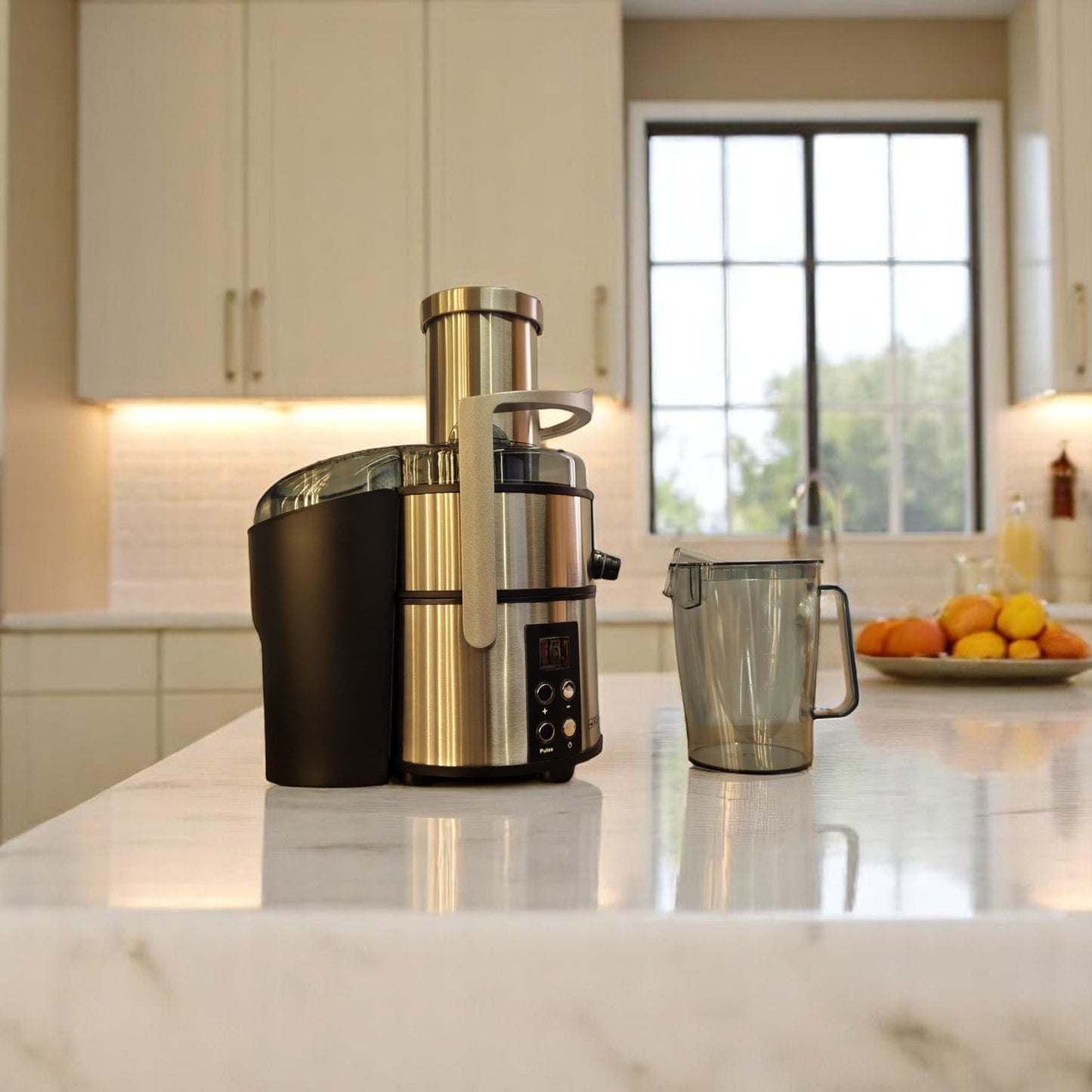 RENE Juicer PRO RJE-1703 – 800W Professional Stainless Steel Juicer with Large Feeding Tube and LCD Display