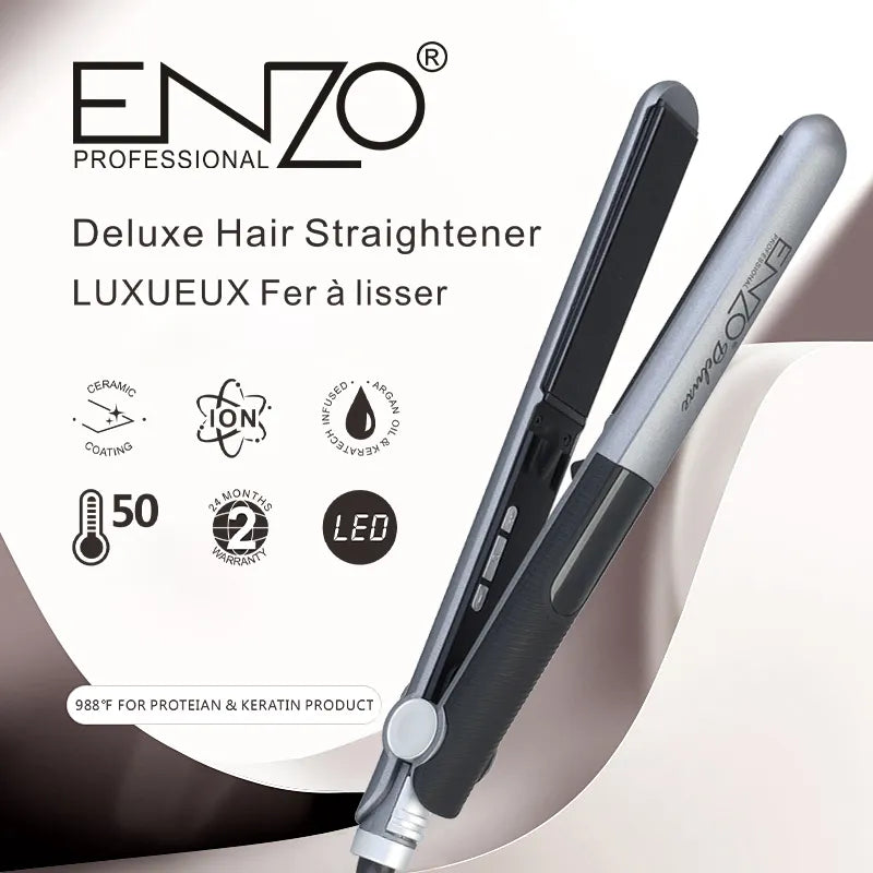 ENZO EN-1296B Professional Ionic Hair Straightener and Curler – Front view