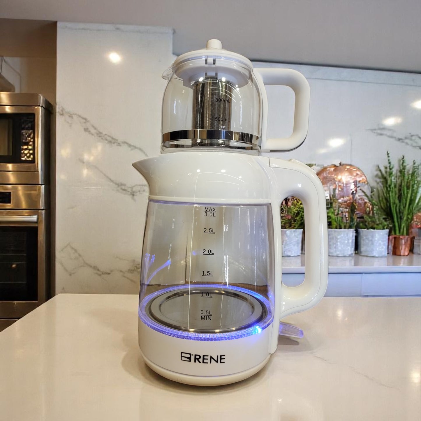 Rene RTM 1707 Tea Maker Pro - Front View with 3.0L Kettle and 1.0L Teapot