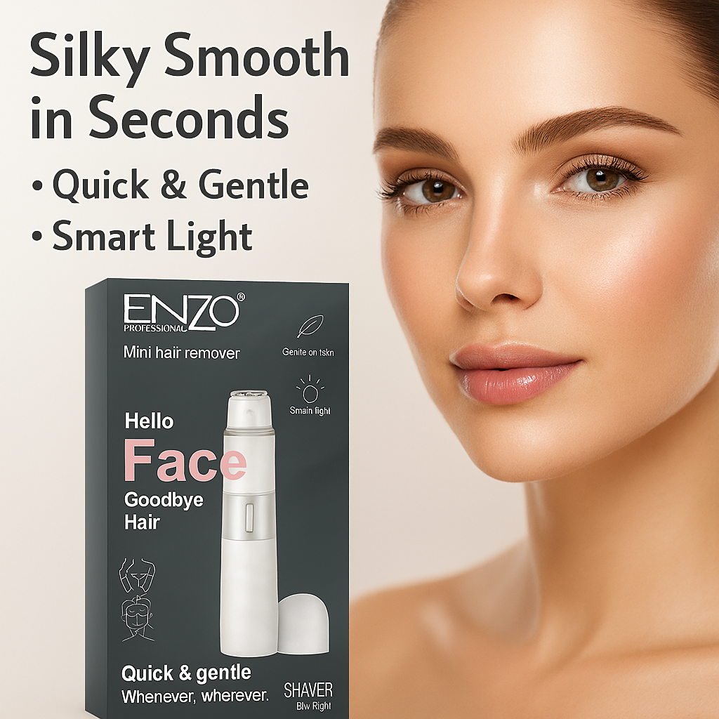 Enzo Professional EN-1401 Mini Hair Remover – Quick & Gentle Facial Hair Removal with Smart Light Technology