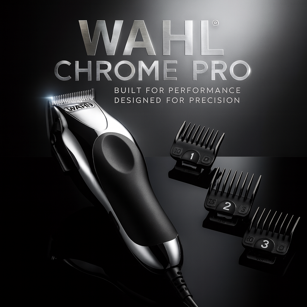Wahl Chrome Pro Hair Clipper – Model 79524-5201 – Corded Clipper with Cordless Battery Trimmer