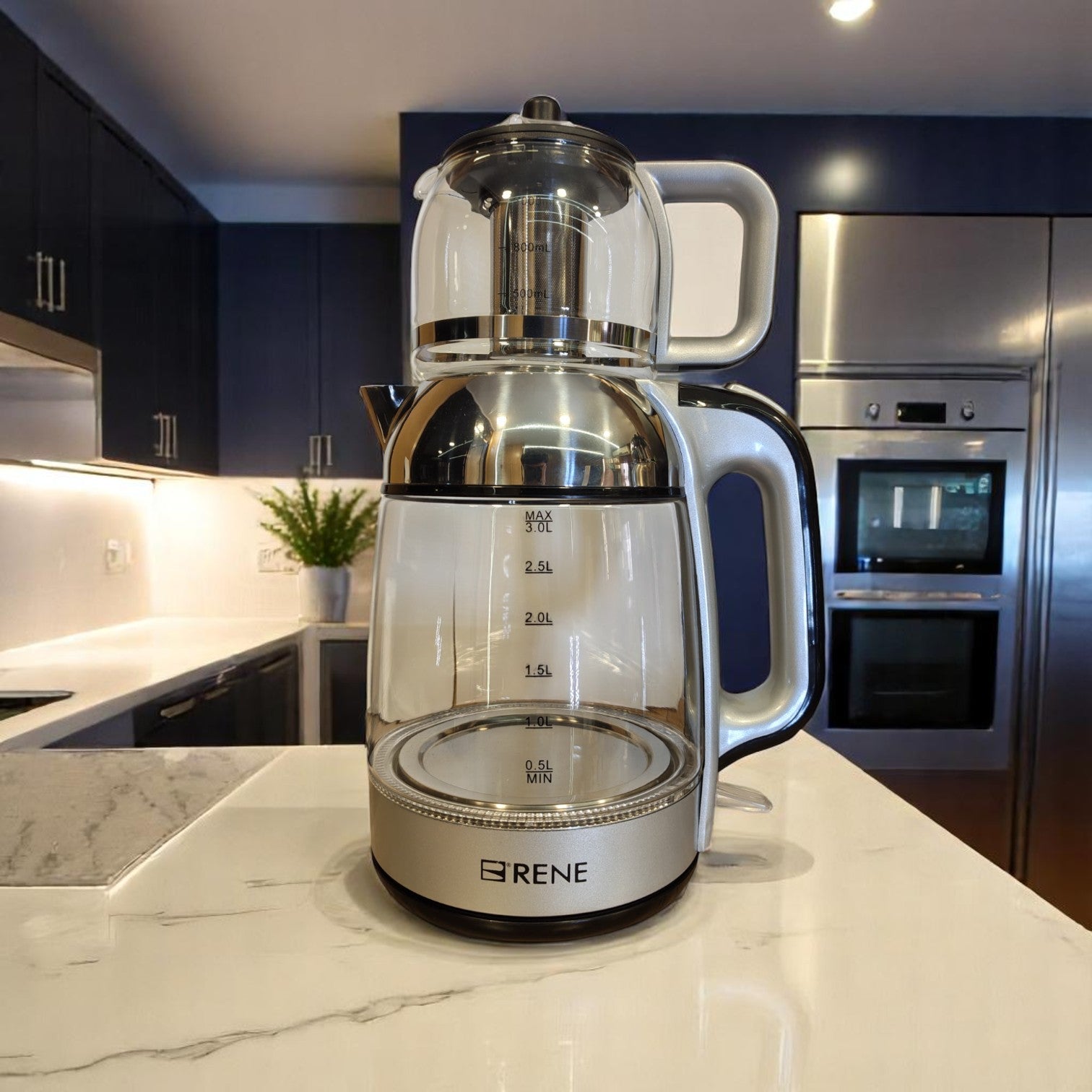 Rene Tea Maker Pro RTM-1709 with 3.0L kettle and 1.0L teapot