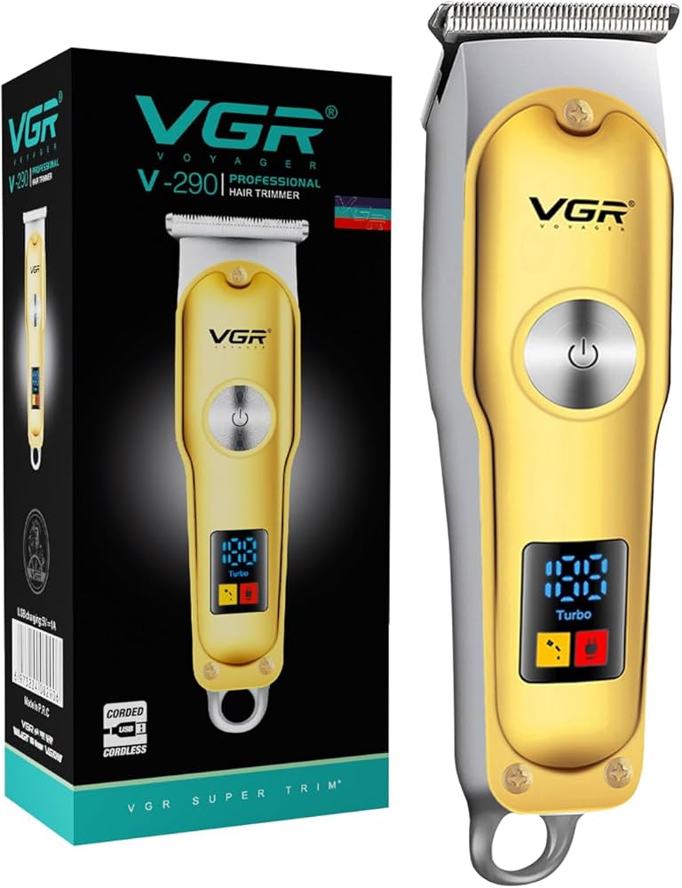 VGR V-290 Professional Hair Clipper – Cordless T-Blade Trimmer with LED Display