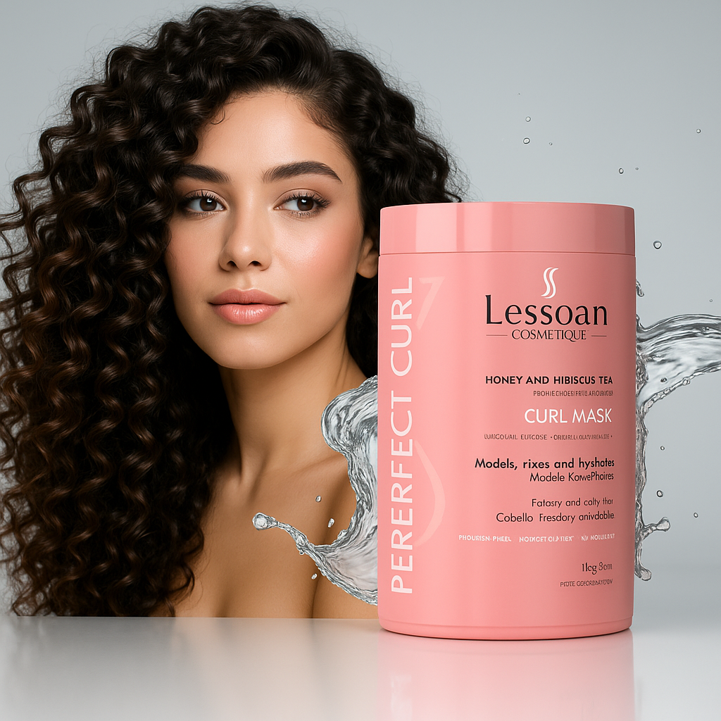 Lessoan Perfect Curl Mask with Honey and Hibiscus Tea – Hydrating and Curl Defining Hair Treatment for Curly and Wavy Hair, 1kg