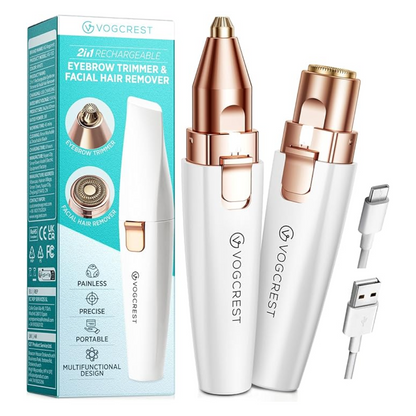 Rechargeable 2-in-1 Eyebrow Trimmer & Facial Hair Remover