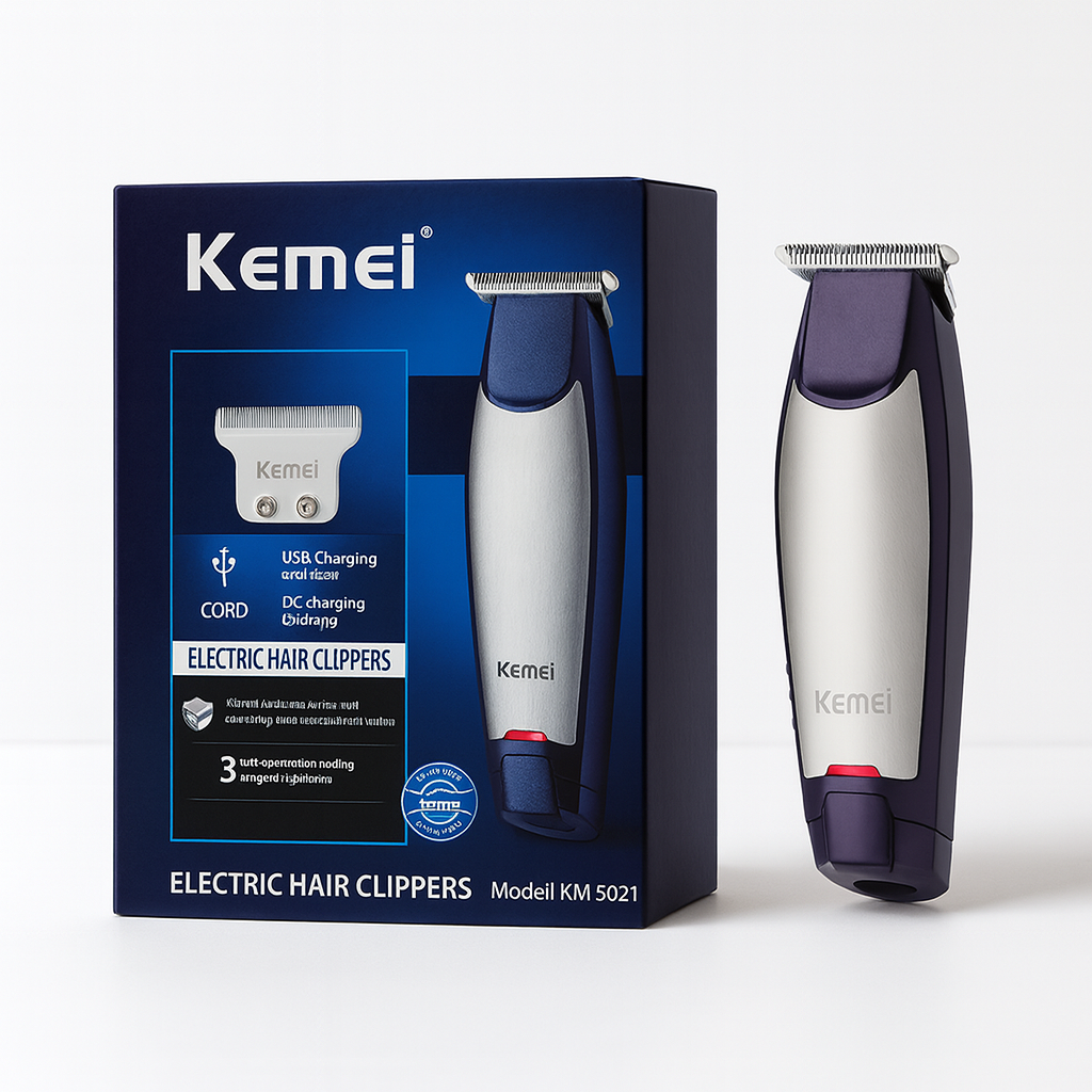Kemei KM-5021B 3-in-1 Rechargeable Hair Clipper & Trimmer – Cordless Grooming Kit for Men