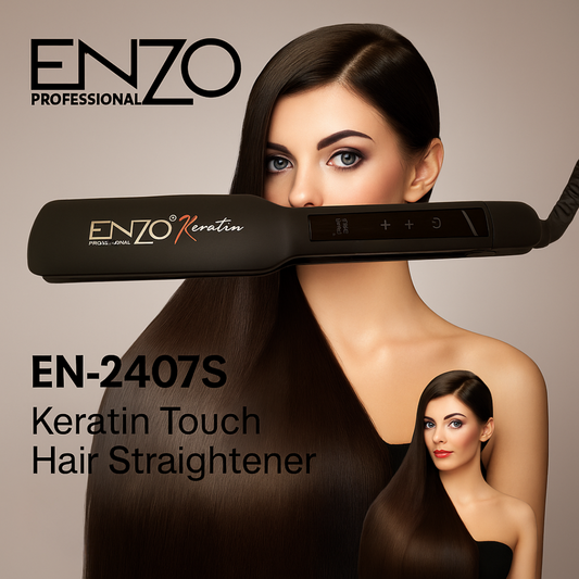 ENZO EN-2407L Keratin Touch Hair Straightener – Instant Heat Technology with Nano Ceramic Plates for Long-Lasting Salon Results