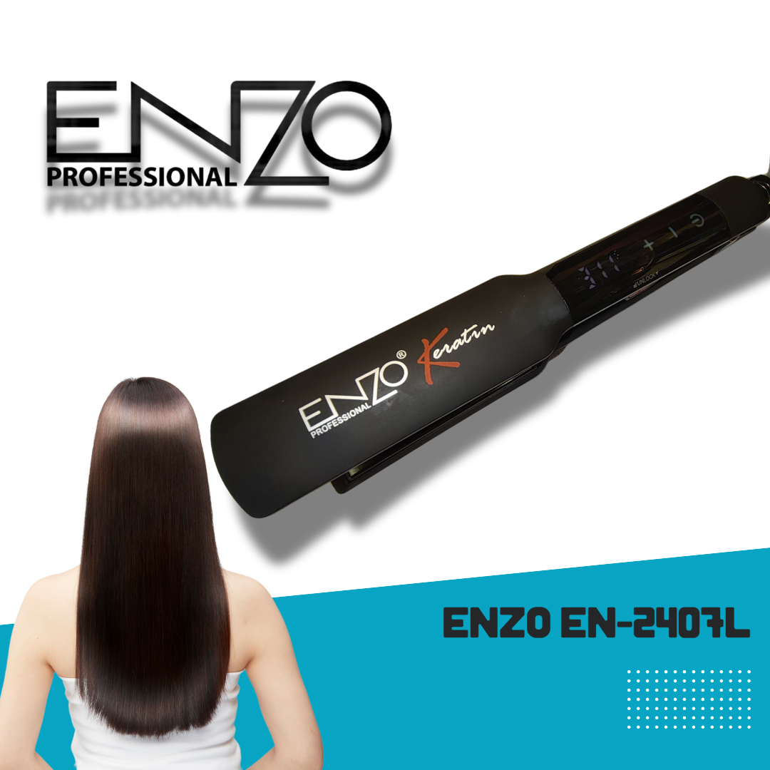 ENZO EN-2407L Keratin Touch Hair Straightener – Instant Heat Technology with Nano Ceramic Plates for Long-Lasting Salon Results (Copy)