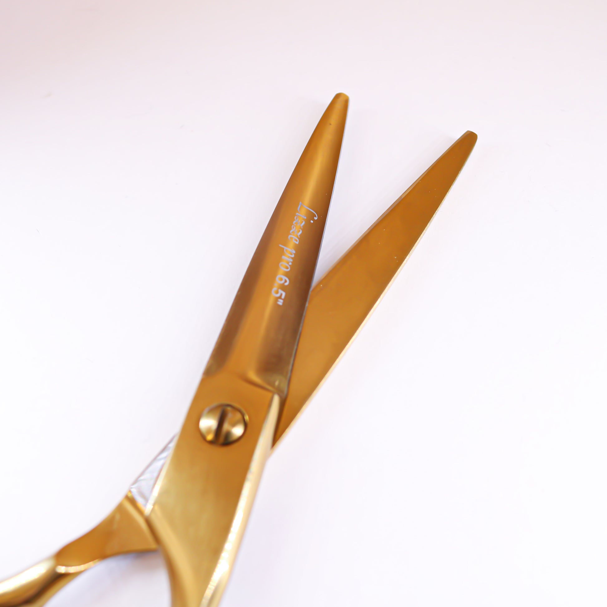 Lizze Pro 6.5-inch black and gold professional hairdressing scissors for precision haircuts.