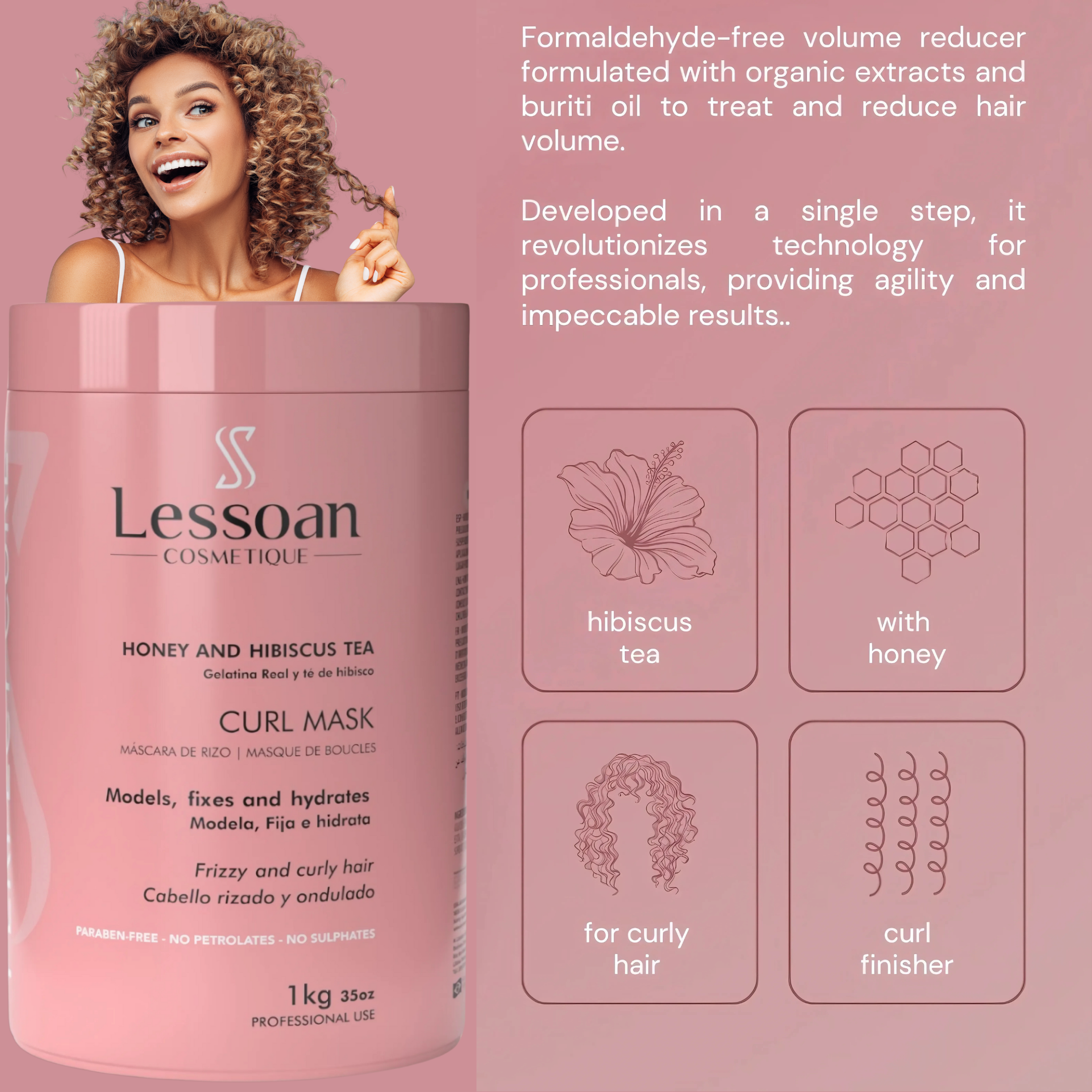 Lesoan Curl Mask product packaging with slogan