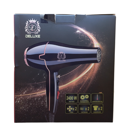 Title: Deluxe 2400W Professional Hair Dryer - High-Performance HD-1423 (Black/Rose Gold)