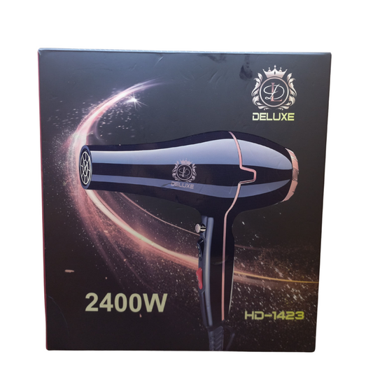 Title: Deluxe 2400W Professional Hair Dryer - High-Performance HD-1423 (Black/Rose Gold)