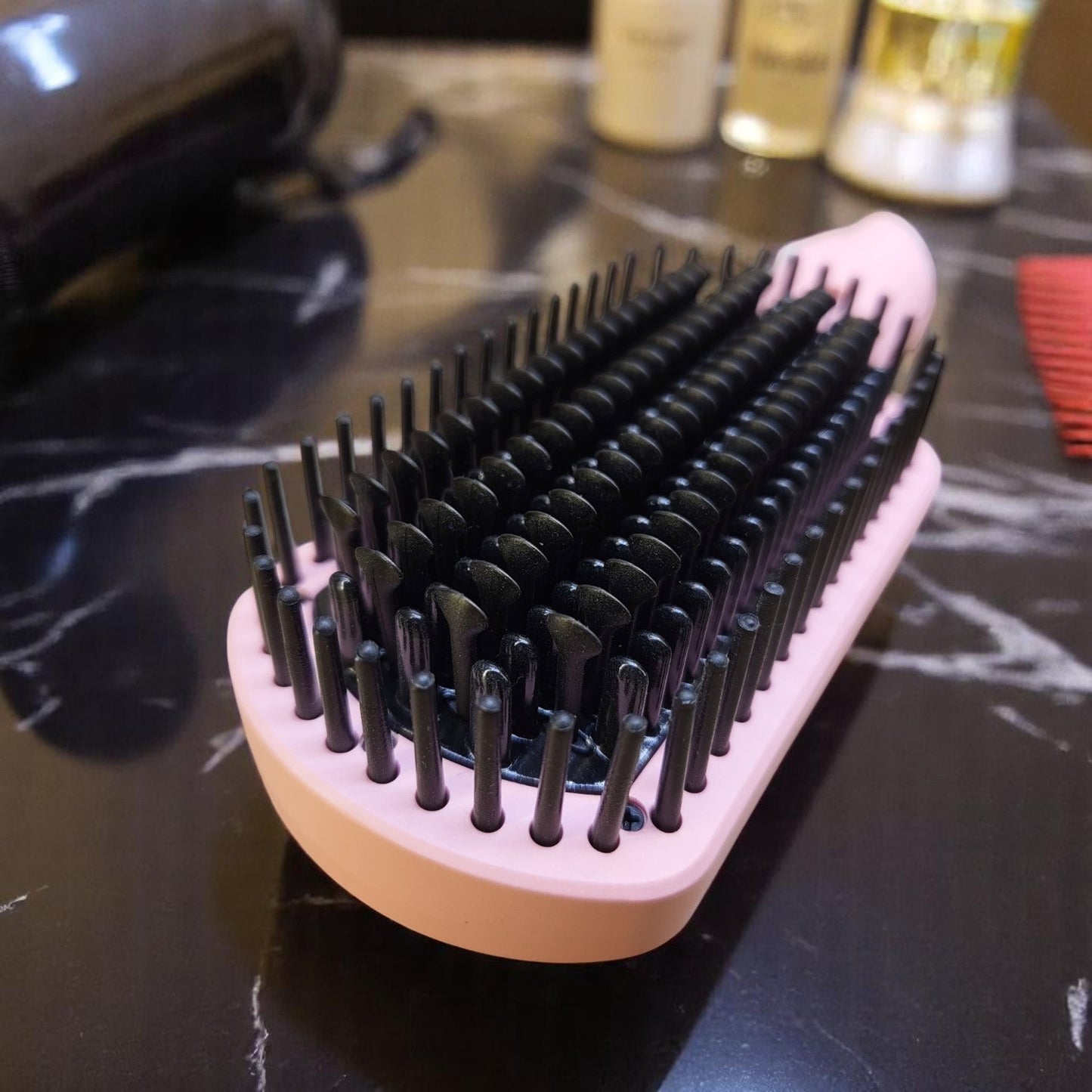 ENZO EN-4002 Pink Keratin Hair Straightener Brush – Ionic Hot Air Comb with Adjustable Temperature and Anti-Scald Design ENZO Professional