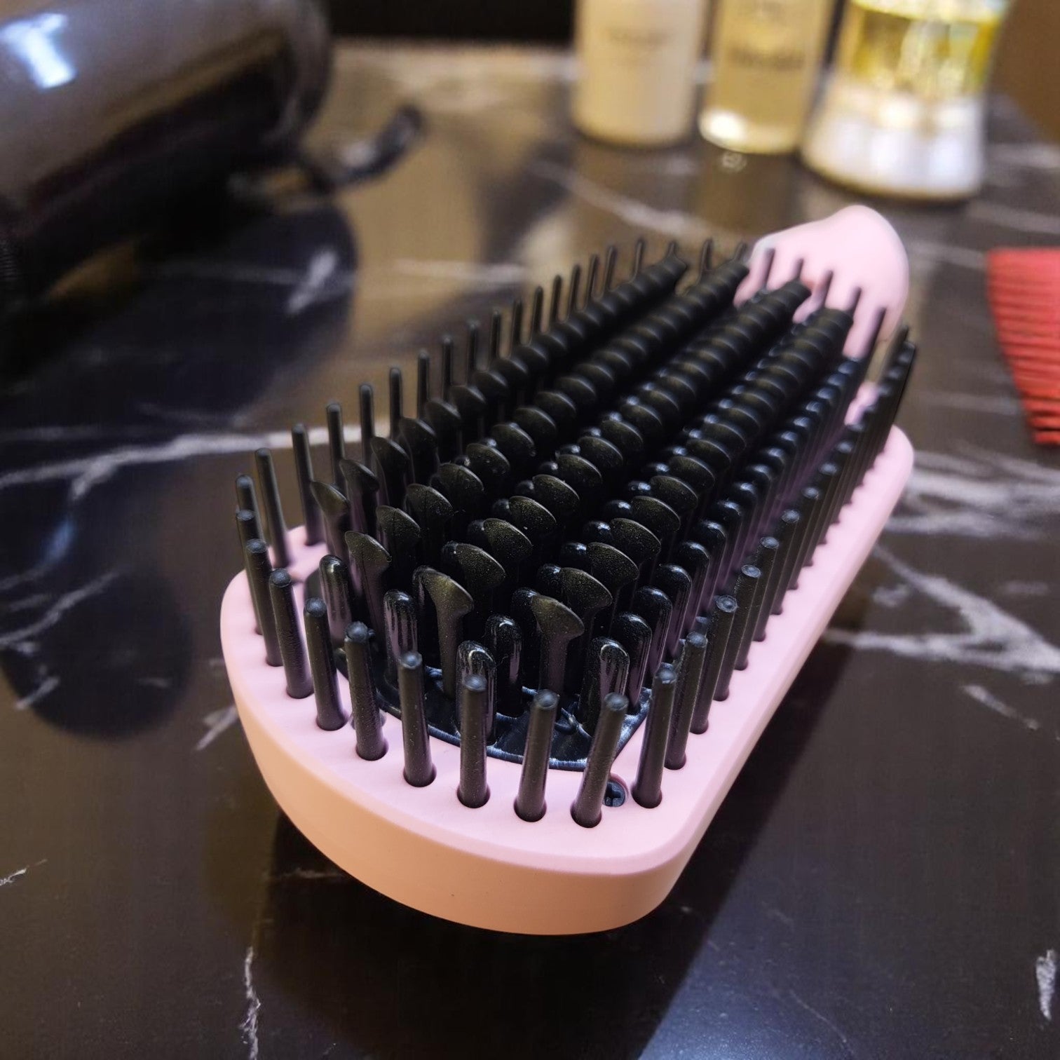 ENZO EN-4002 Pink Keratin Hair Straightener Brush – Ionic Hot Air Comb with Adjustable Temperature and Anti-Scald Design ENZO Professional