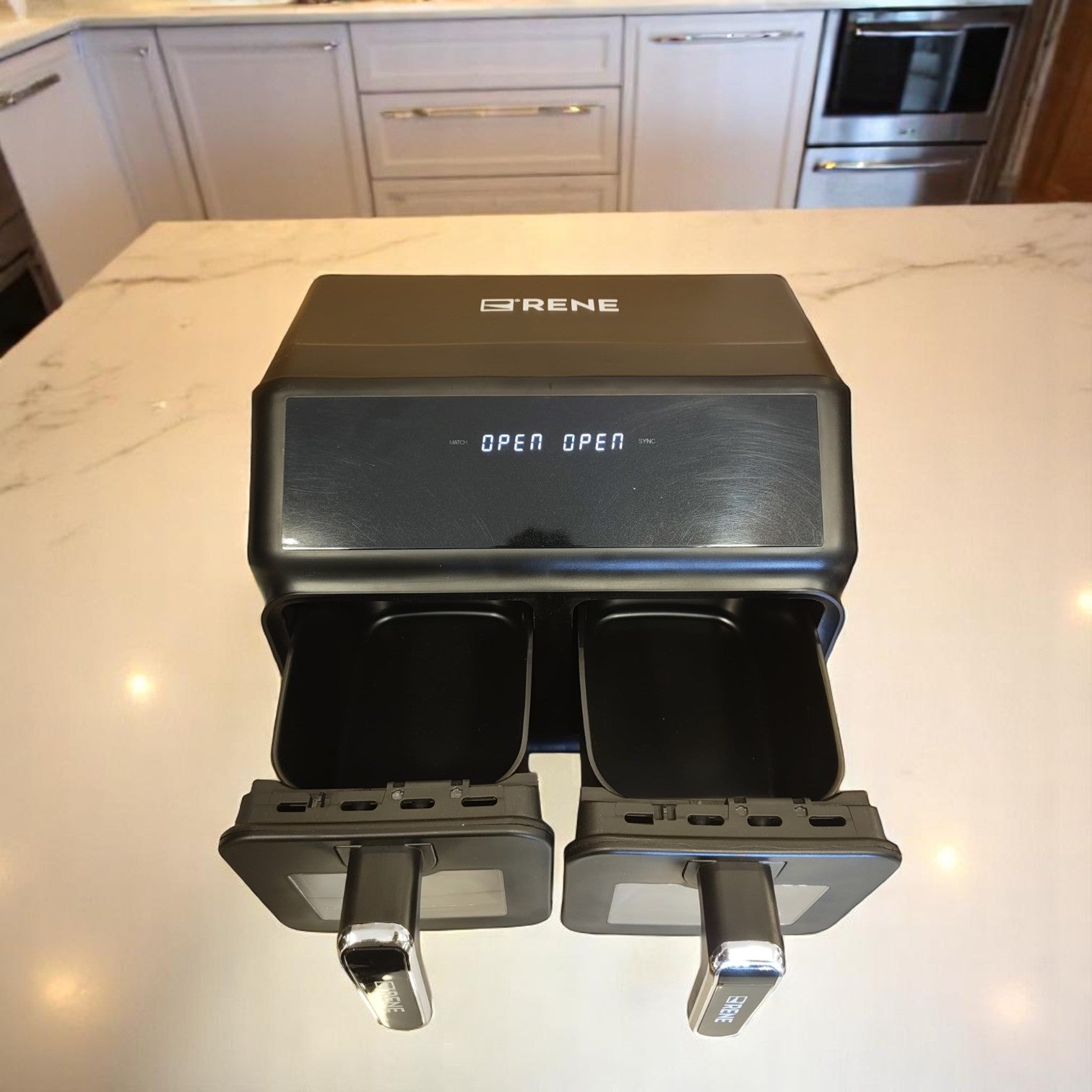 4L + 4L double pot air fryer cooking two meals