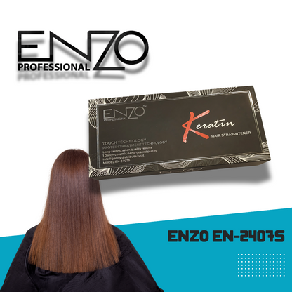 ENZO EN-2407S Keratin Touch Hair Straightener – Instant Heat Technology with Nano Ceramic Plates for Long-Lasting Salon Results ENZO Professional