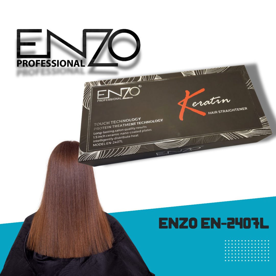 ENZO EN-2407L Keratin Touch Hair Straightener – Instant Heat Technology with Nano Ceramic Plates for Long-Lasting Salon Results (Copy)