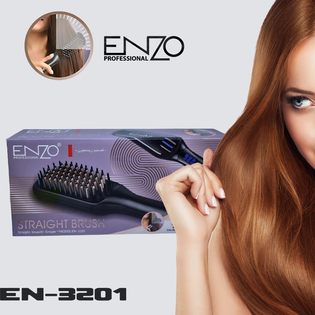 ENZO EN-3201 Anti-Scalding Hair Straightening Comb – Dual Voltage, Fast Heating Enzo