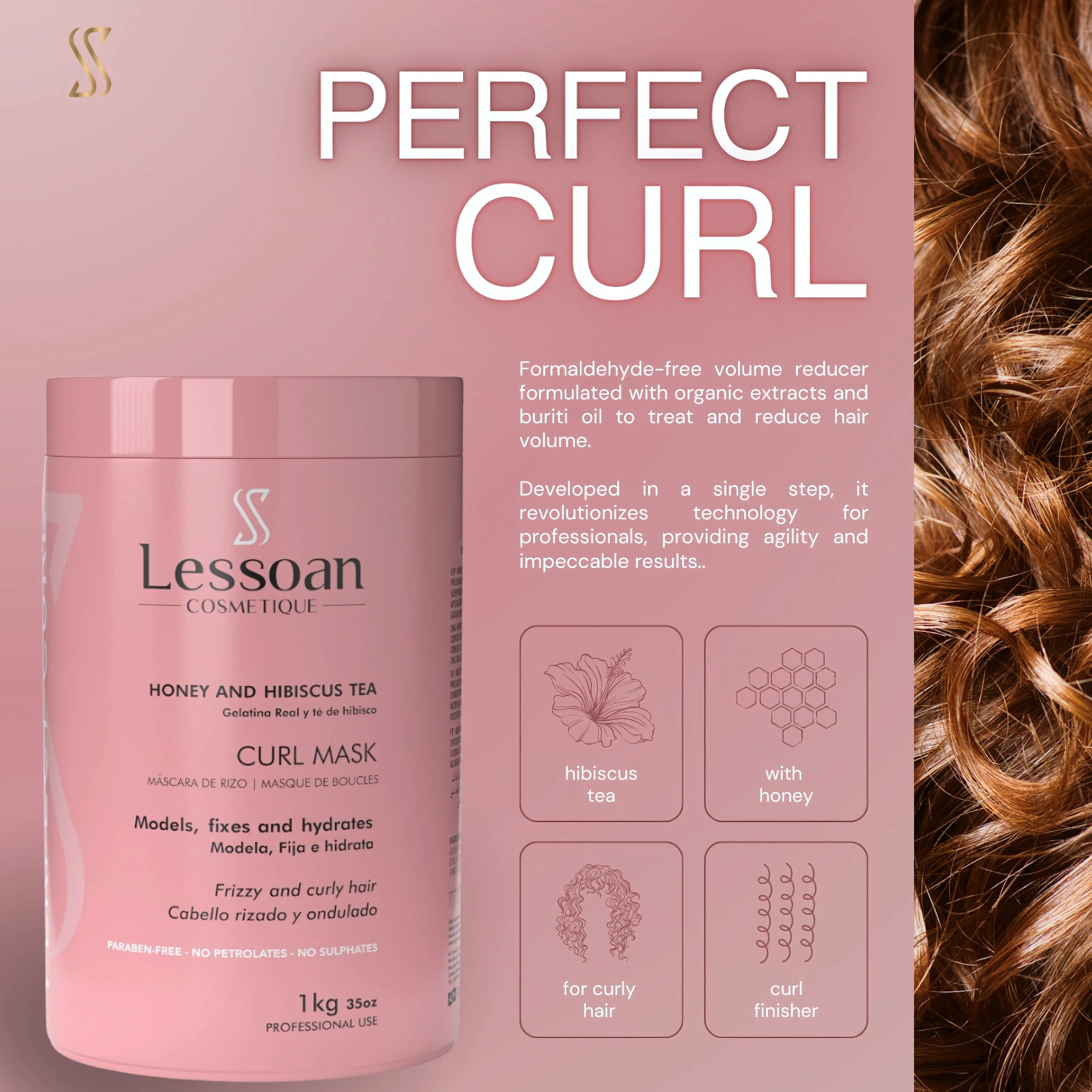 Lesoan Curl Mask product packaging with slogan