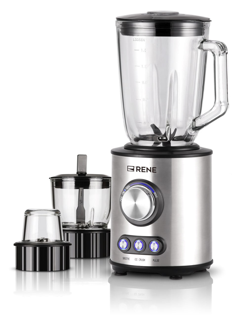 RENE Professional 3-in-1 Blender RBCG-1701 – 800W Blender with 1.5L Glass Jar