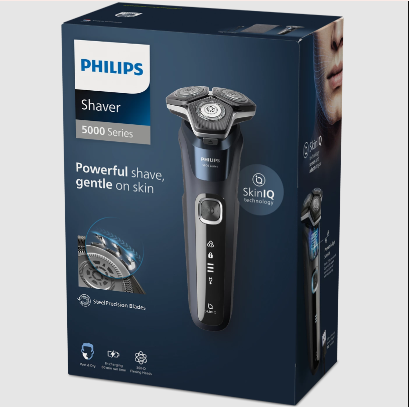 Philips Series 5000 S5885/10 Wet & Dry Electric Shaver – SteelPrecision Blades with SkinIQ Technology