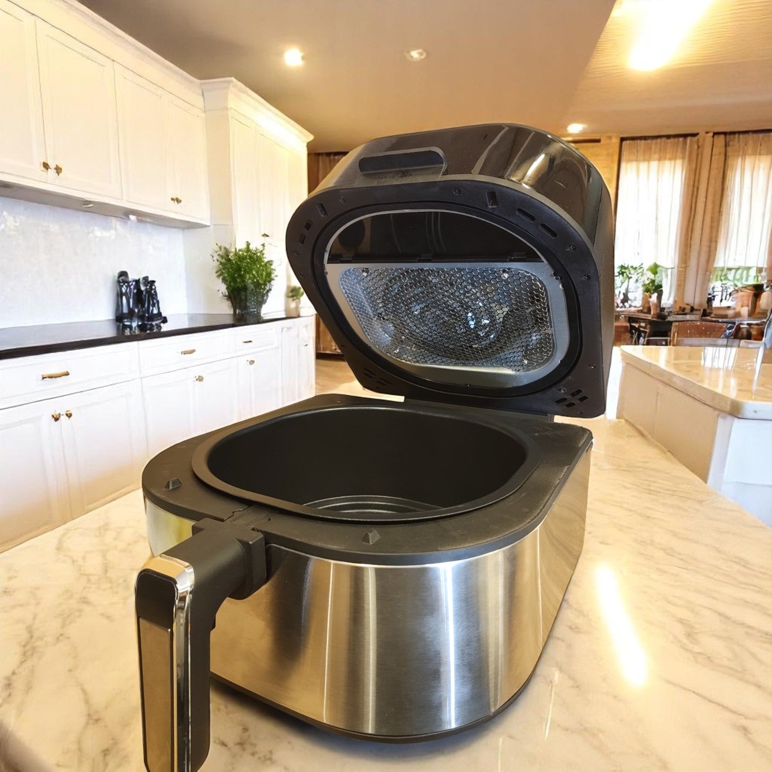 6L stainless steel Rene air fryer and indoor grill