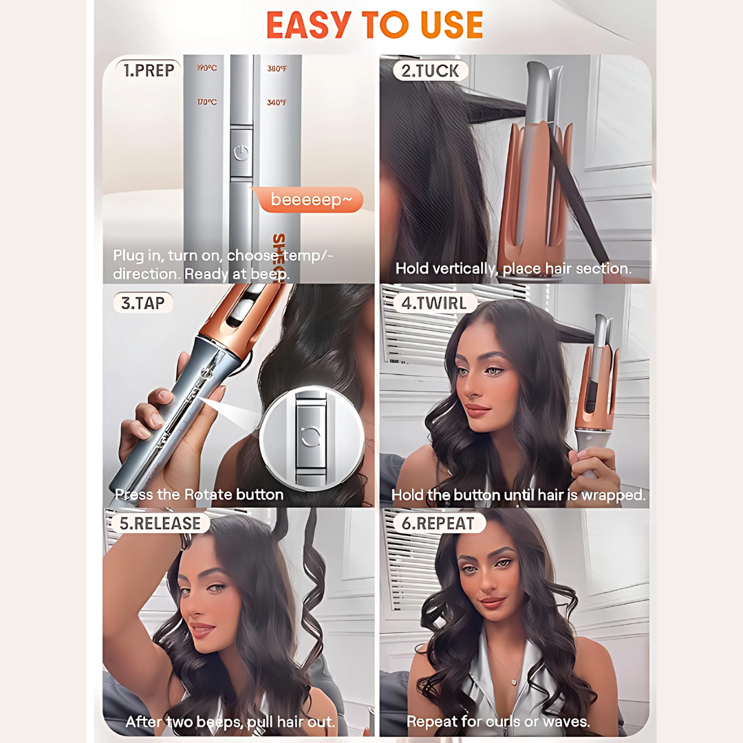 SHEGLAM 25mm GlossPro Ceramic Curling Wand – Quick Waves, Anti-Tangle, Shine Boosting, Beginner-Friendly Hair Styler