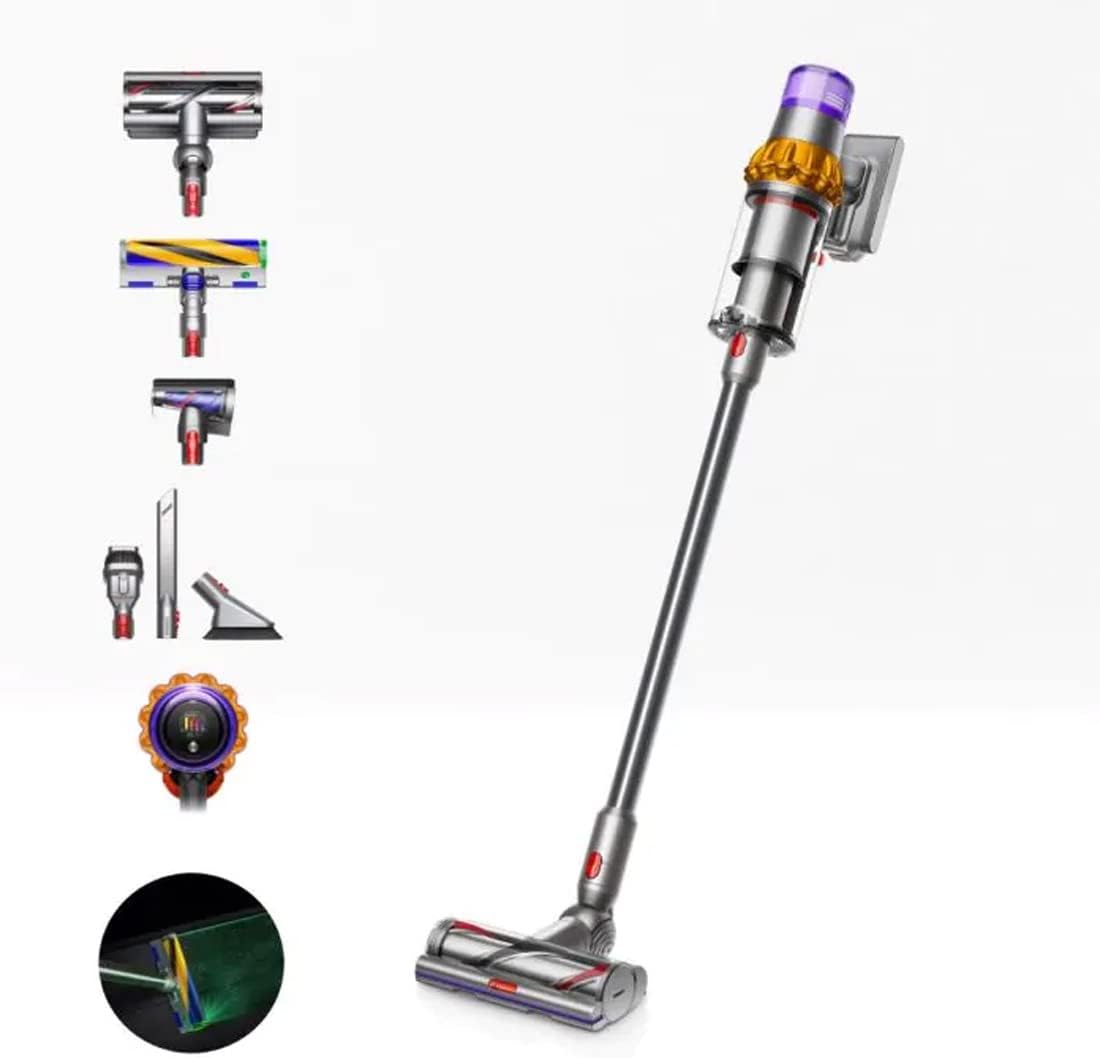 Dyson V15 Detect Absolute Cordless Vacuum Cleaner (Yellow/Nickel) | 2 year Dyson warranty | 447033-01 - UAE Version