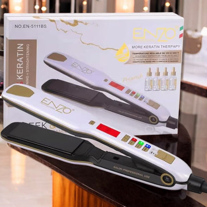 ENZO EN-5111B professional hair straightener with ceramic titanium plates