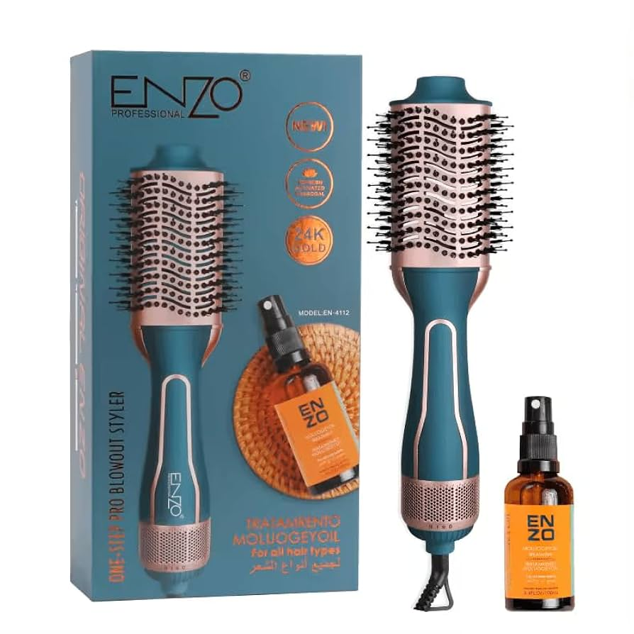 ENZO EN-4112 Hot Air Hair Brush Styler 240V Professional Hair Dryer Brush with Multi-Function Heat Settings