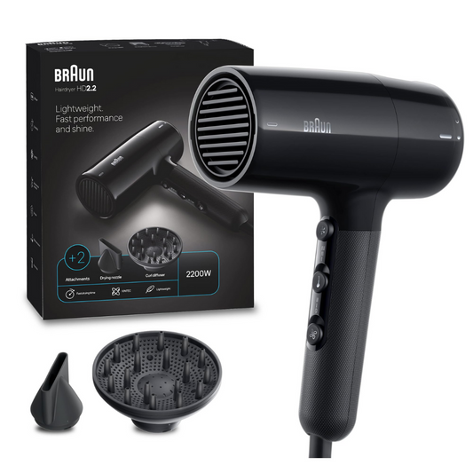 Braun HD2.2 Hair Dryer – Ultra Lightweight Ionic Dryer for Fast, Gentle Drying