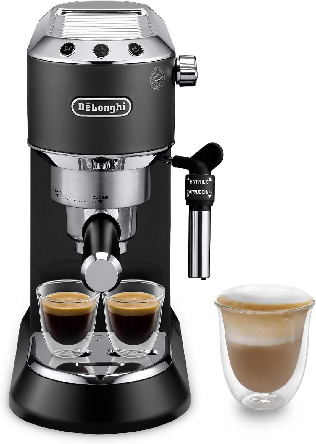 De'Longhi Dedica Arte Espresso Machine - MyLatteArt Milk Foam Nozzle, Precision Steam Wand, Steel Tamper Included, Grey - Create Perfect Espresso, Cappuccinos, and Latte Art at Home - EC885.GY