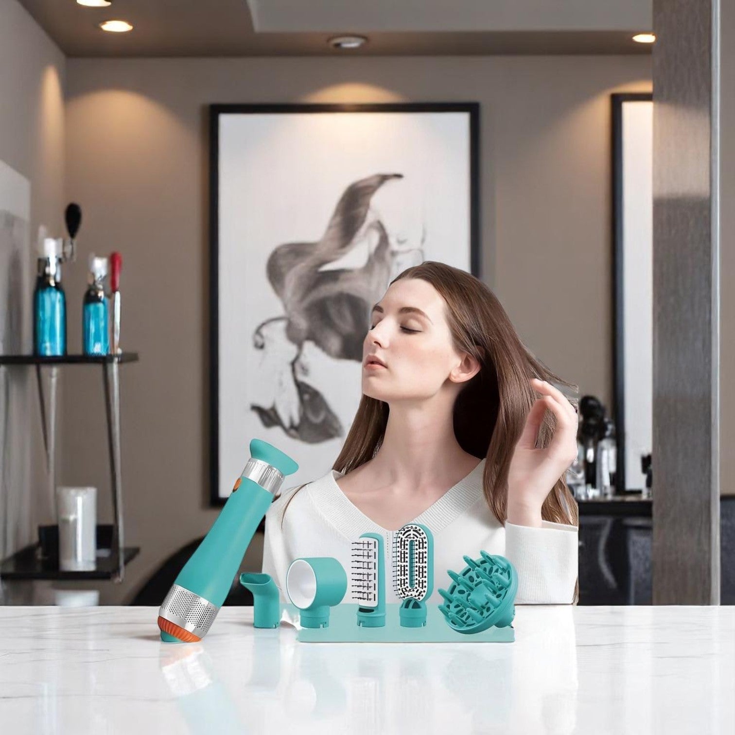 ENZO EN-750 6-in-1 Professional Hair Styling Kit – Multifunctional Hot Air Brush Set with Interchangeable Attachments ENZO Professional