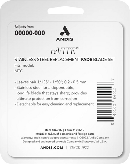 Andis ReVite Stainless Steel Fade Blade Set – #86015