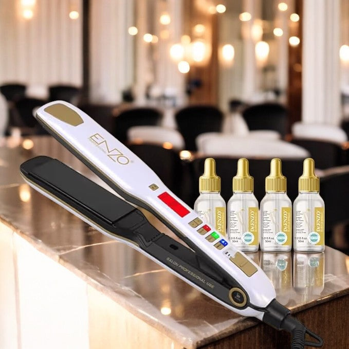 ENZO EN-5111B professional hair straightener with ceramic titanium plates