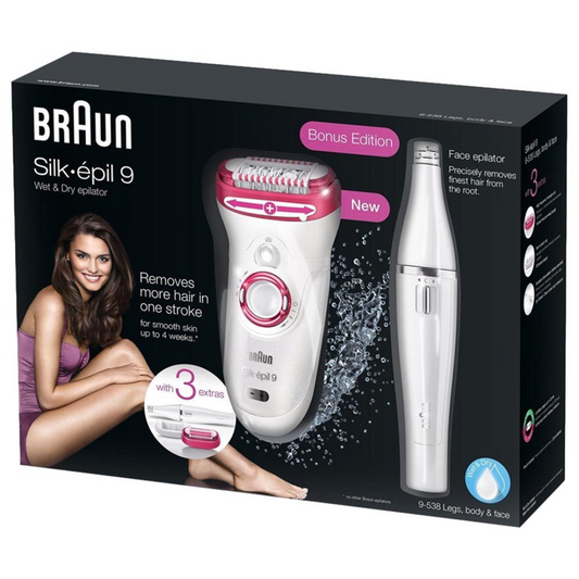 Braun Silk-épil 9 SE9538 Wet & Dry Epilator – Bonus Edition with 3 Extras