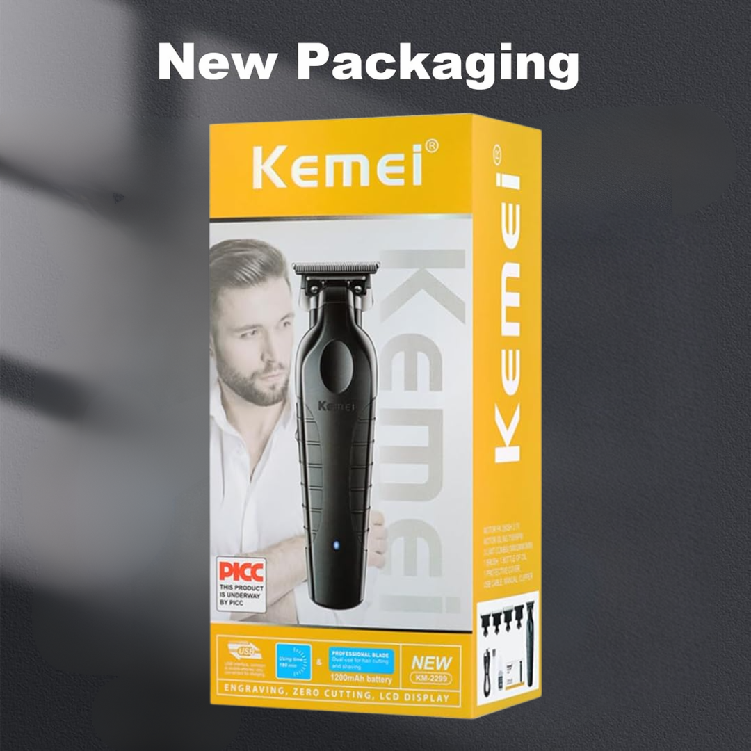 Kemei KM-2299 Professional Cordless Hair Clipper – Zero-Gapped T-Blade Trimmer for Men