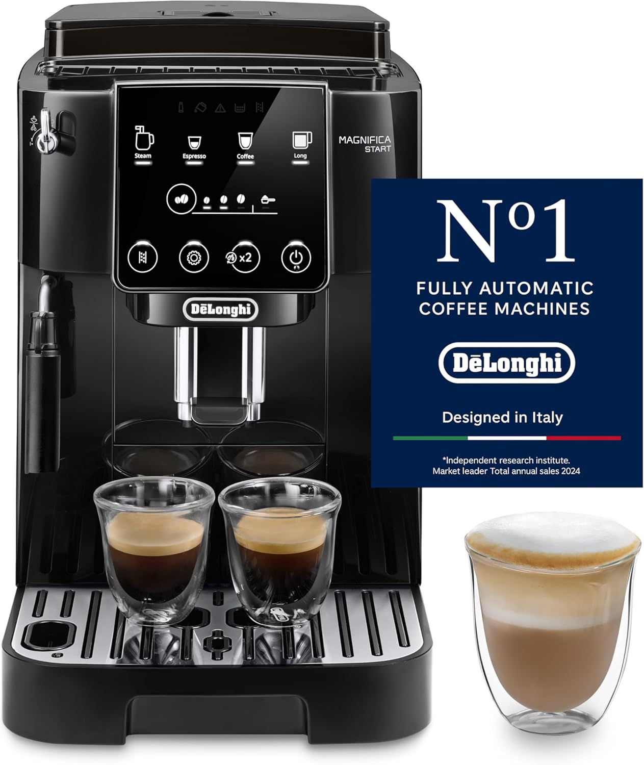 De'Longhi Fully Automatic Coffee Machine MAGNIFICA START Bean to Cup Espresso Machine, 5+ Functions for Espresso, Americano, Cappuccino, Latte, Macchiato & More Recipes ECAM222.20.B (Made in Europe)