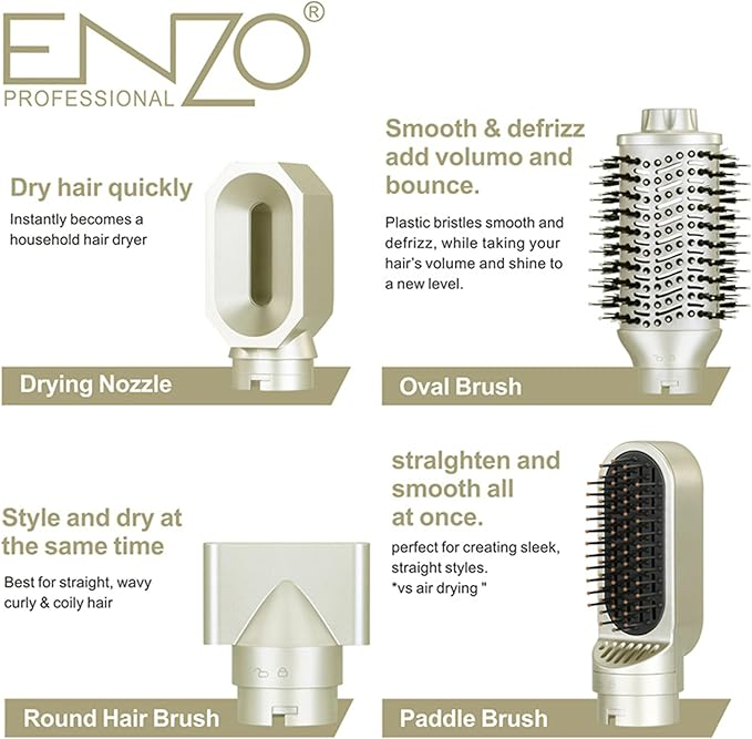 ENZO EN-755 V8 7-in-1 Hair Styler – Hair Dryer, Volumizer & Curler Set