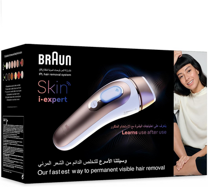 Braun IPL Skin i·expert PL7257 – Smart At-Home IPL Hair Removal Device with App Guidance, 3 Heads & Venus Razor