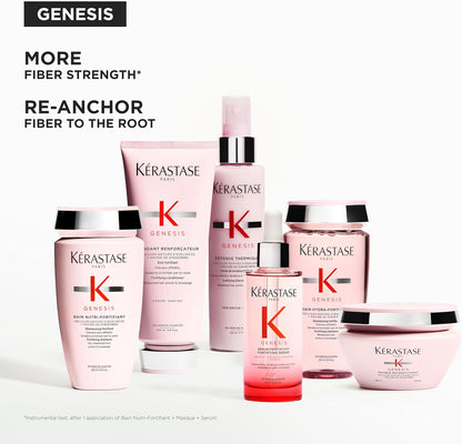 Kérastase Genesis Hair Serum, Nourishing & Fortifying Leave-In Conditioner, For Weakened Hair, With Ginger Root & Edelweiss Flower, Sérum Anti-Chute Fortifiant, 90ml