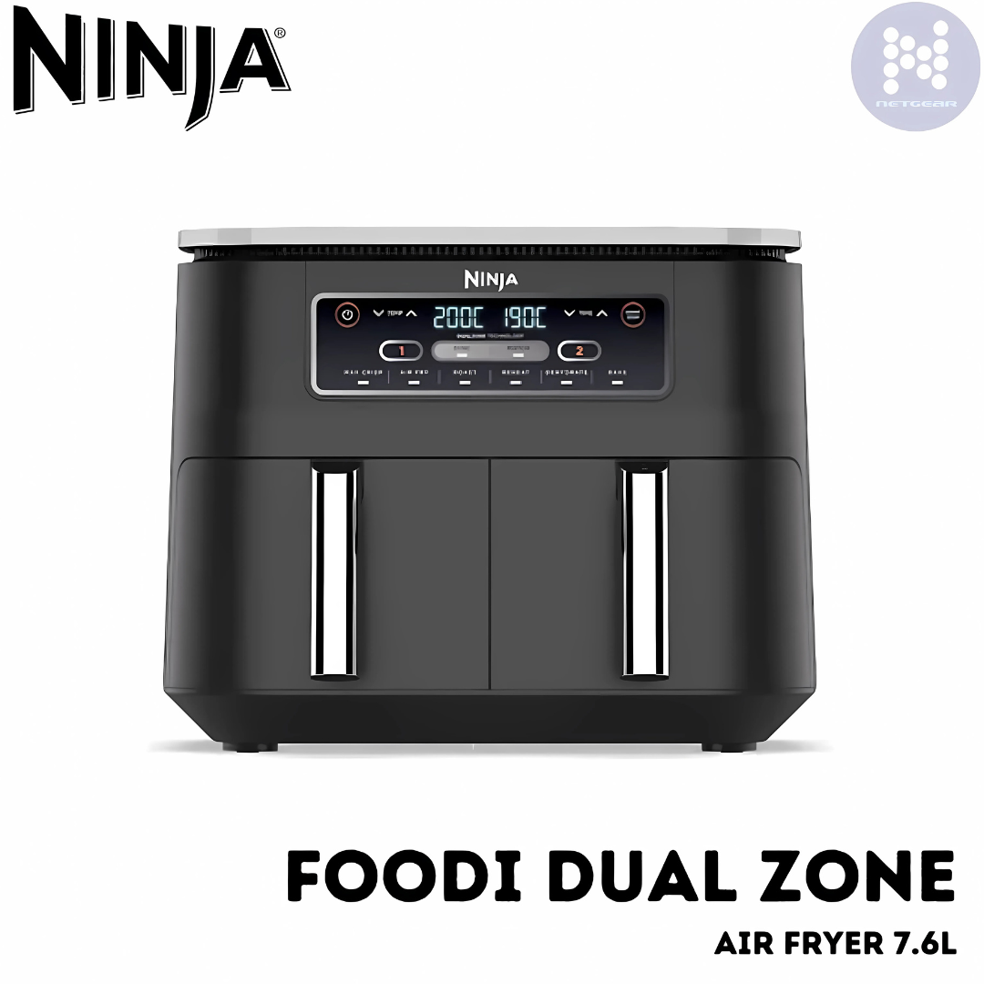 Ninja Foodi Dual Zone Air Fryer 7.6L – 6-in-1 Digital Cooker with 2 Drawers (AF300ME) Ninja